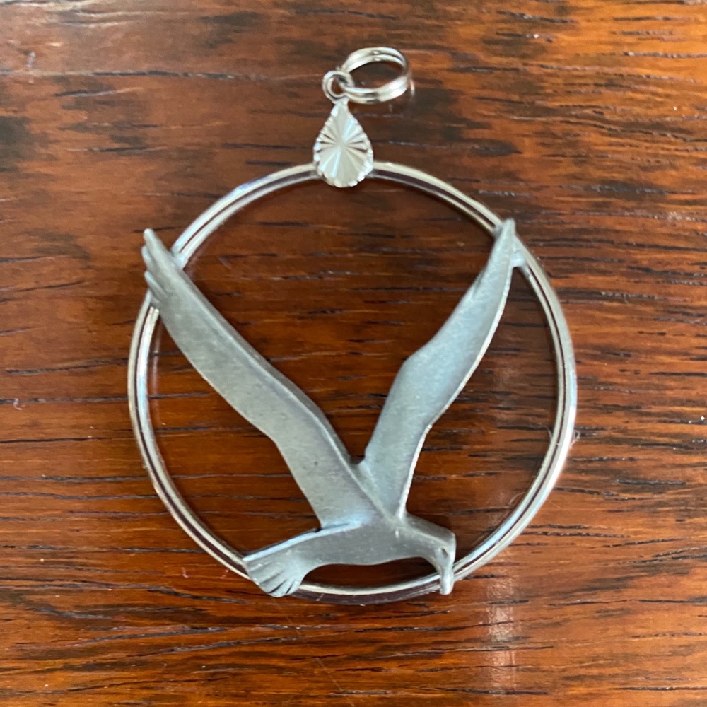 VINTAGE Modern Silver Bird Pendant